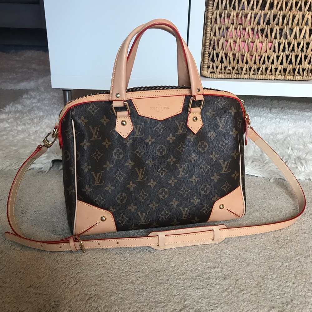 Brown & Tan Monogram Retrio Style Handbag
